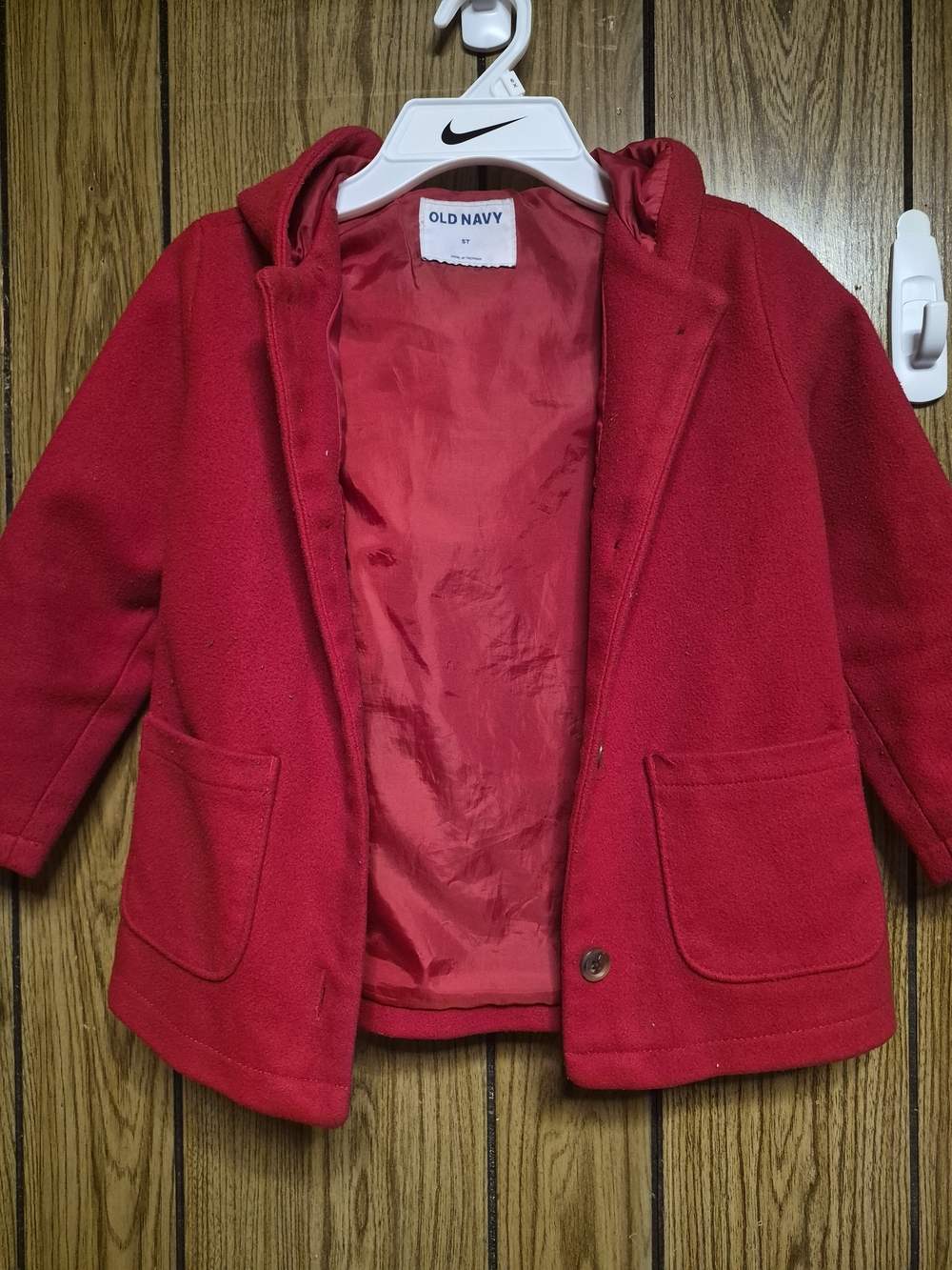 Girls Red Hooded Pea Coat with Bear Ears